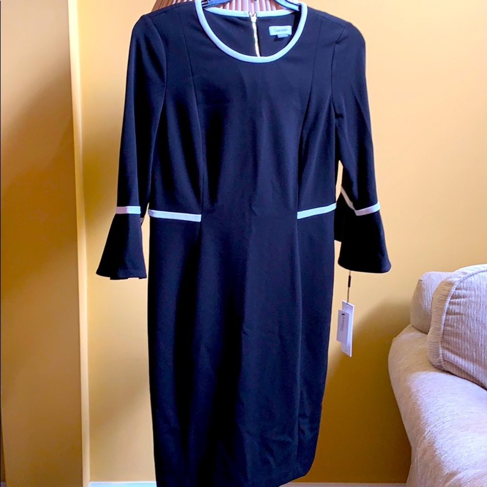 NWT Calvin Klein dress with bell sleeves black